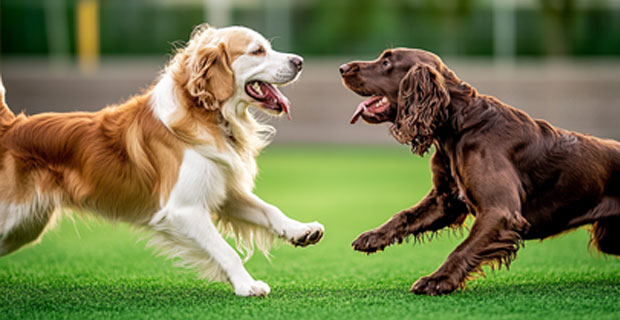 happy dogs playing in daycare