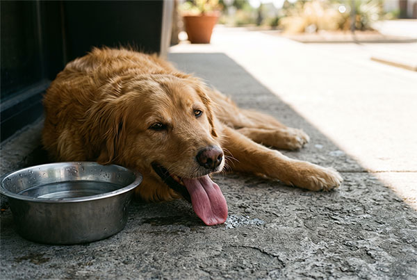 dog on a hot day